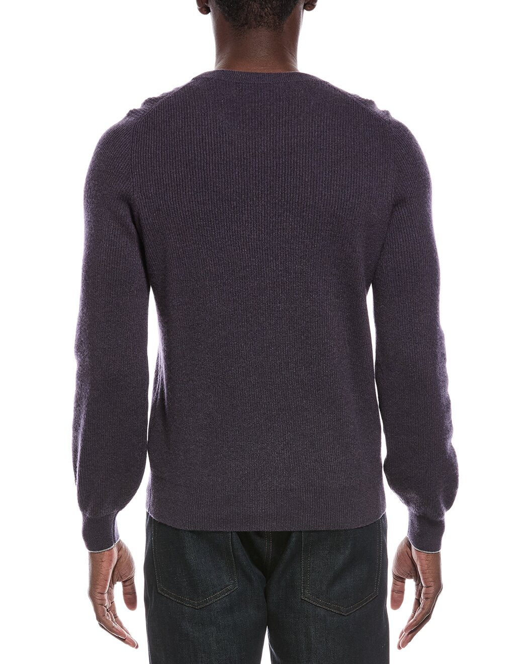 BRUNELLO CUCINELLI MEN'S PURPLE WOOL CREWNECK SWEATER