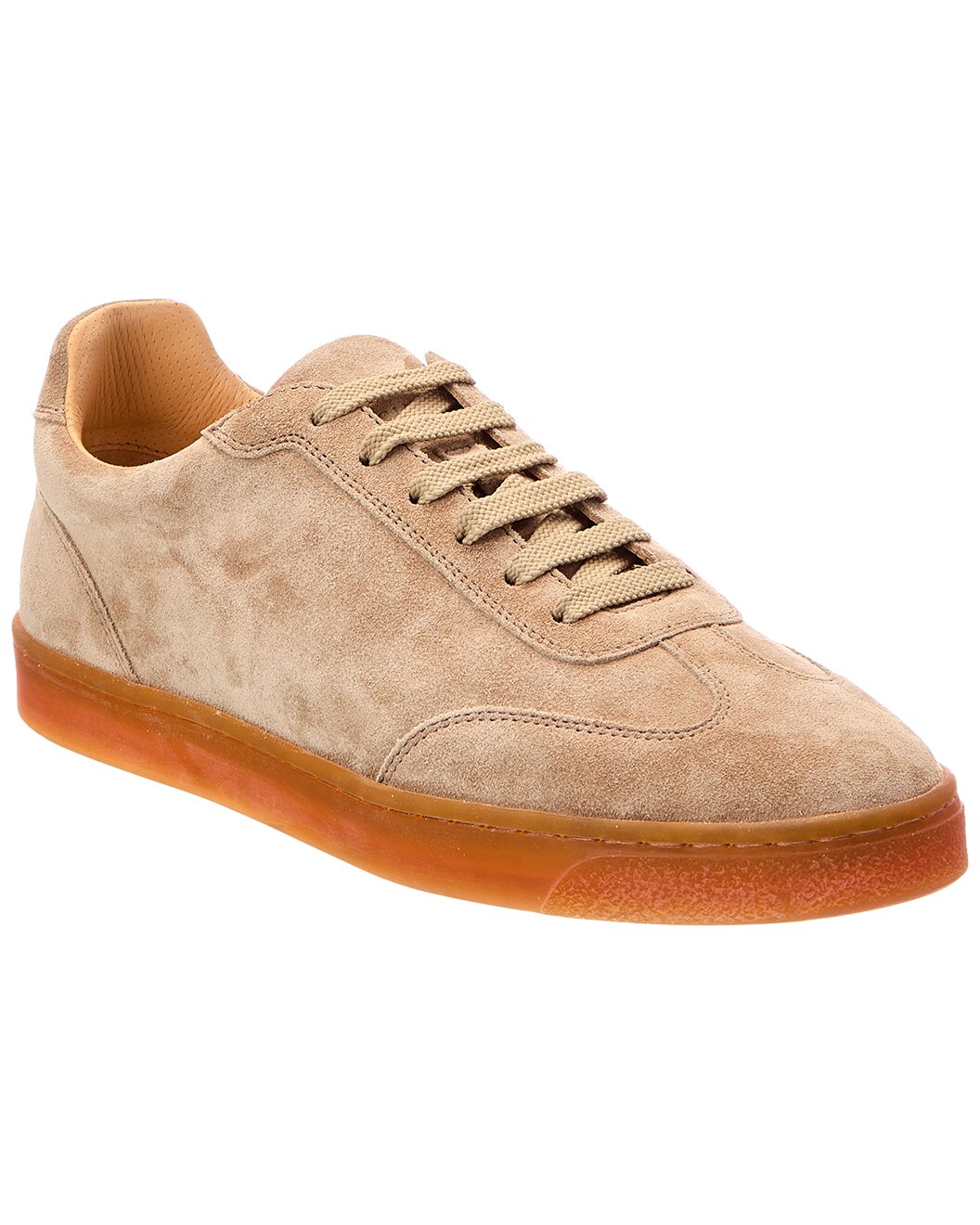BRUNELLO CUCINELLI MEN'S LIGHT BROWN SUEDE SNEAKERS