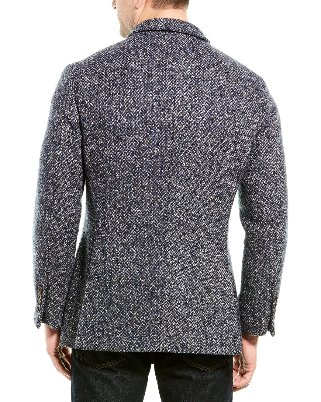 BRUNELLO CUCINELLI MEN'S BLUE WOOL DOUBLE BREASTED JACKET