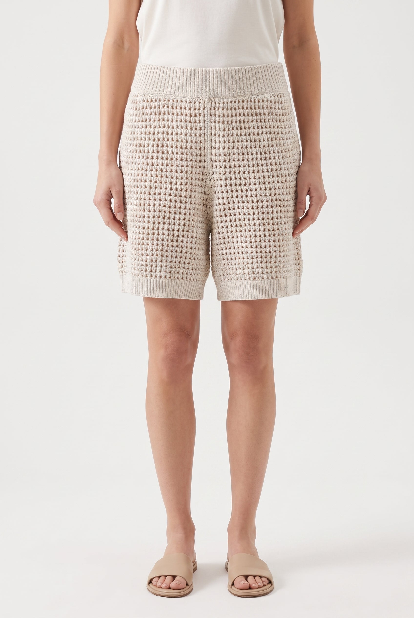 BRUNELLO CUCINELLI WOMEN'S OFF WHITE KNIT SHORTS