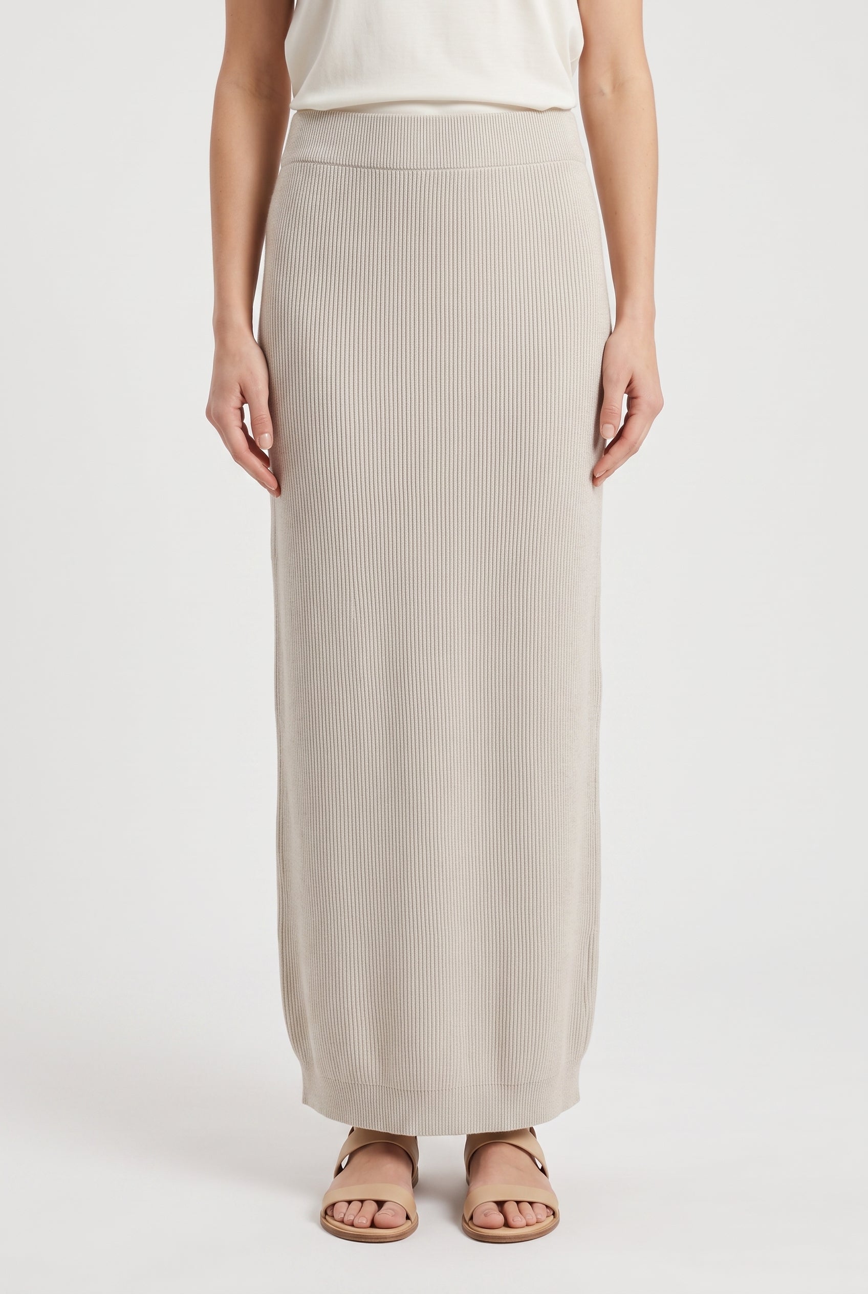 BRUNELLO CUCINELLI WOMEN'S BEIGE COTTON KNIT SKIRT