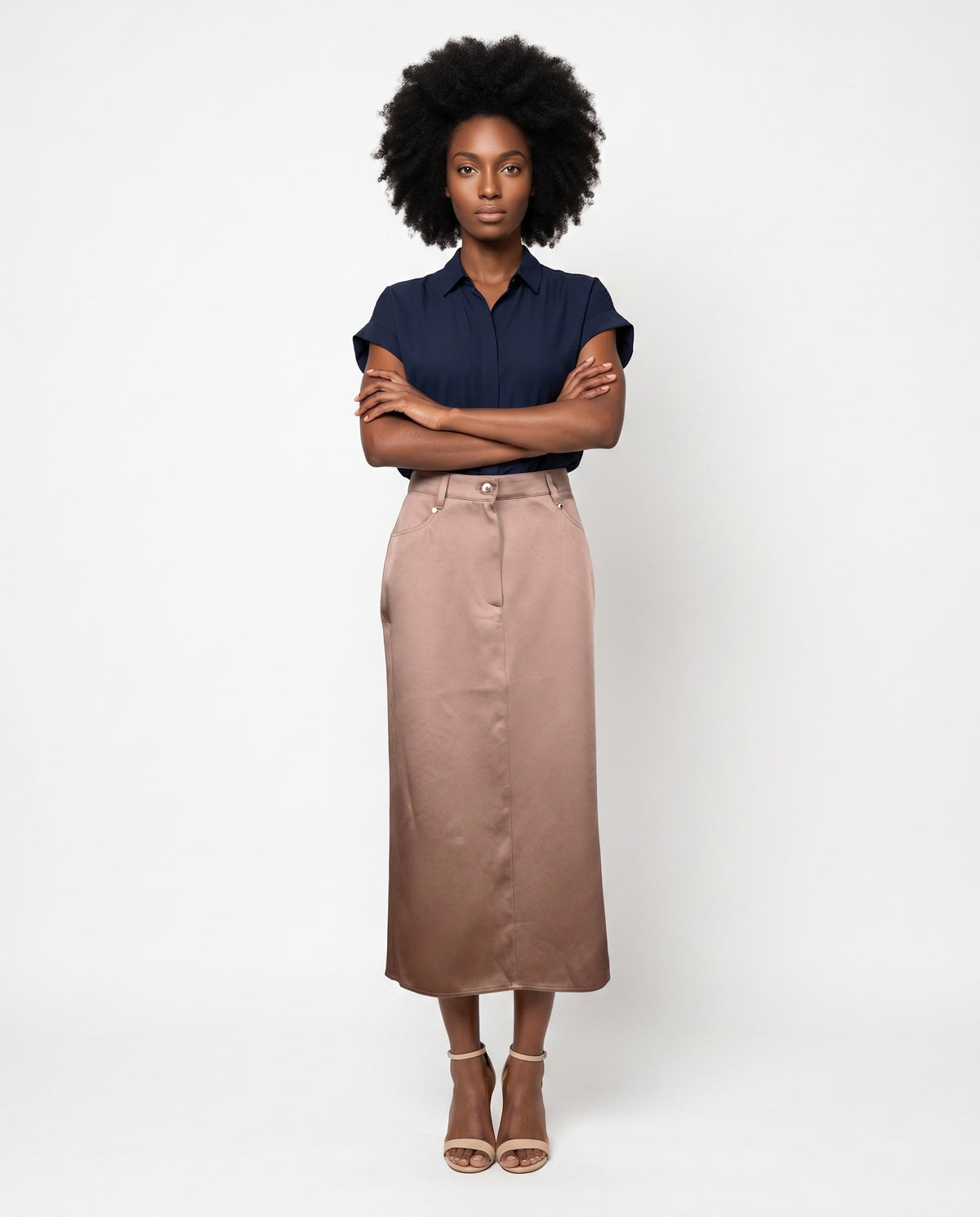 BRUNELLO CUCINELLI WOMEN'S BEIGE STRAIGHT MIDI SKIRT