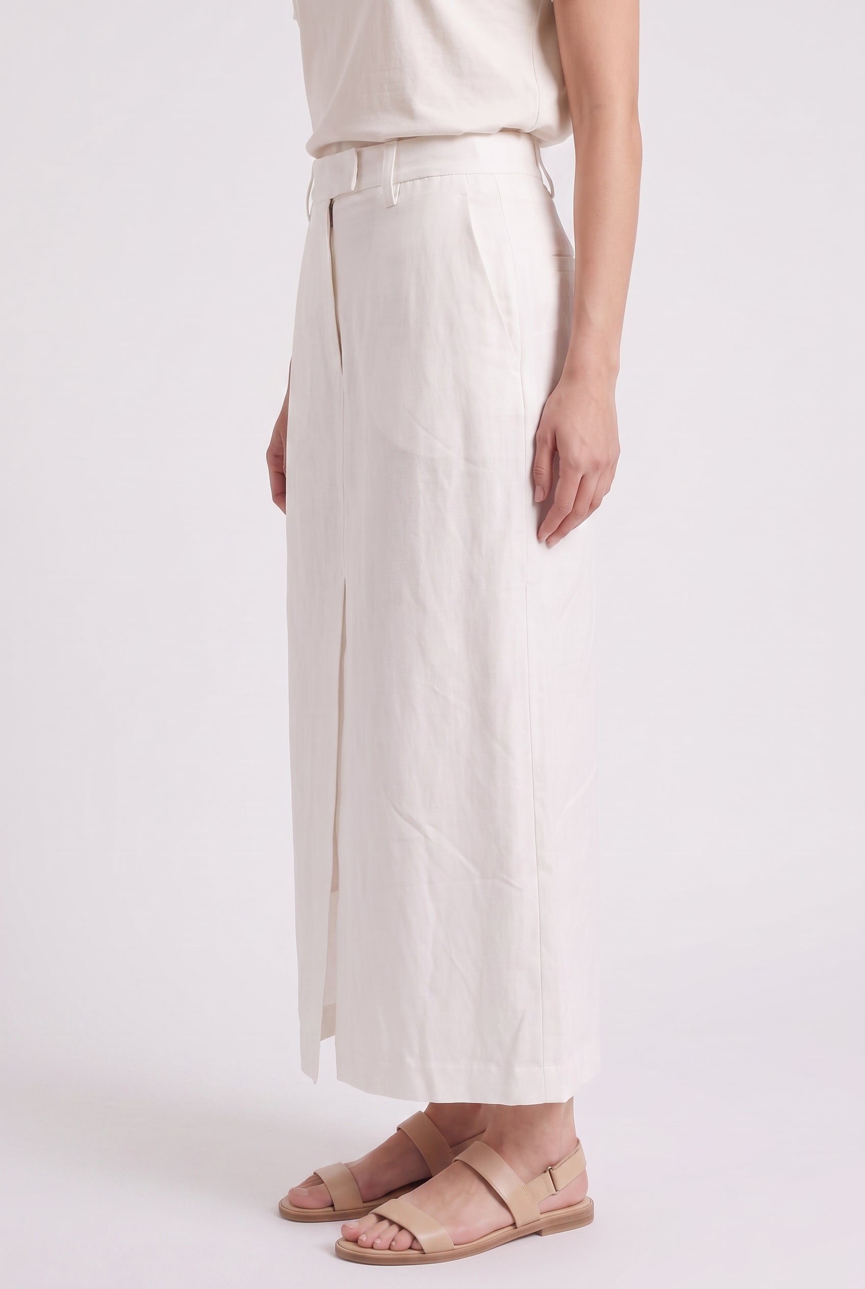 BRUNELLO CUCINELLI WOMEN'S OFF WHITE LINEN SKIRT