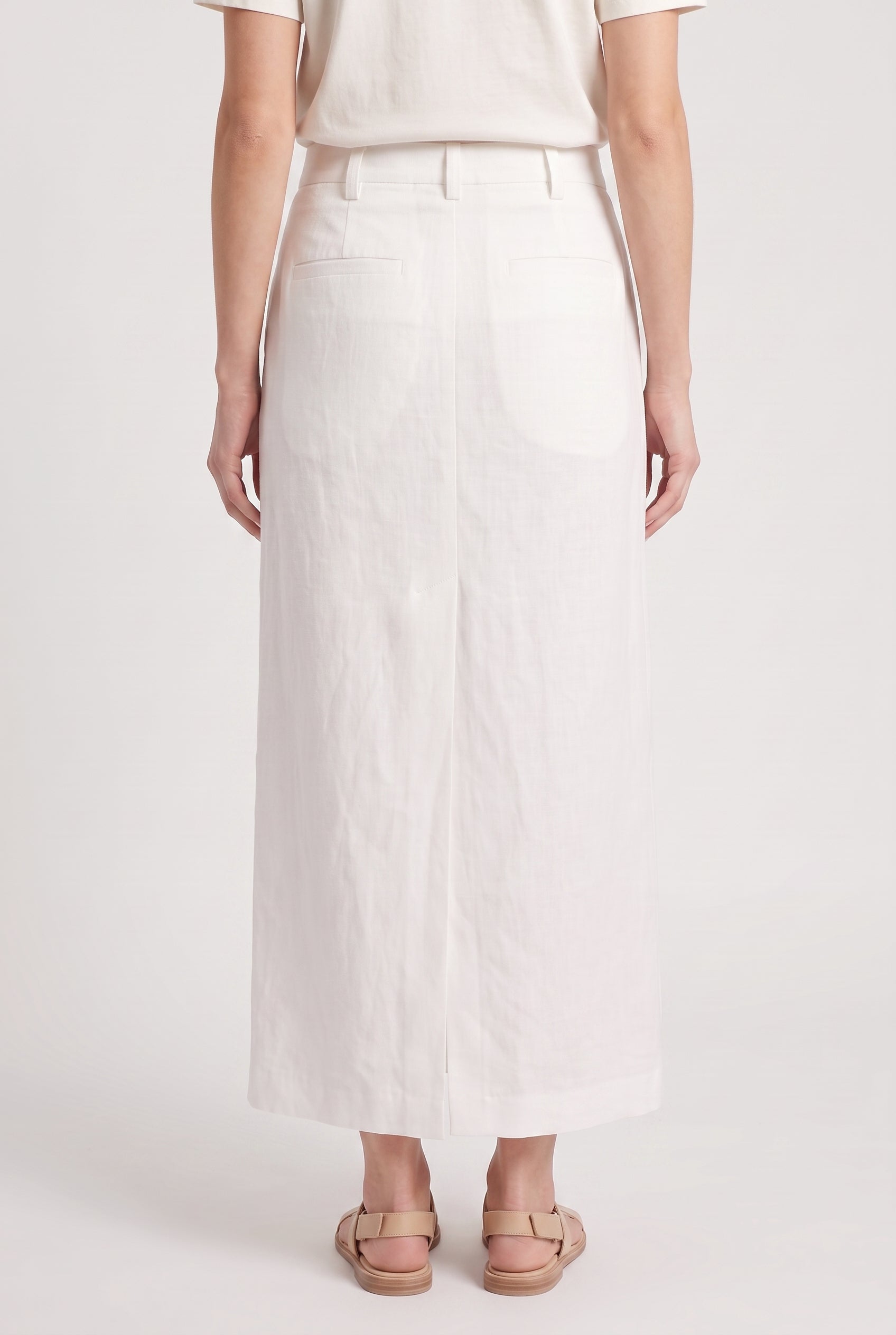 BRUNELLO CUCINELLI WOMEN'S OFF WHITE LINEN SKIRT