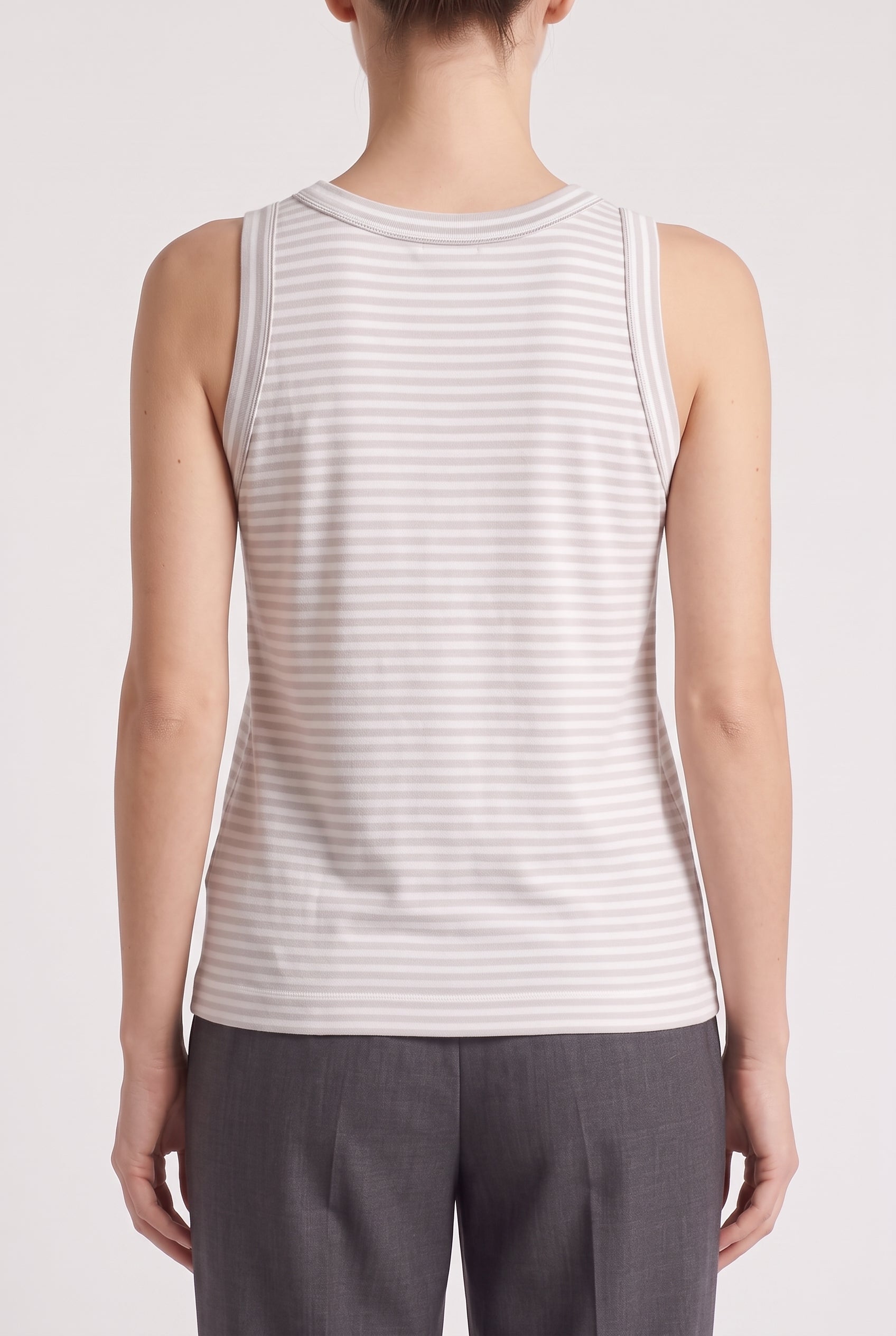 BRUNELLO CUCINELLI WOMEN'S LIGHT GREY STRIPED TANK TOP