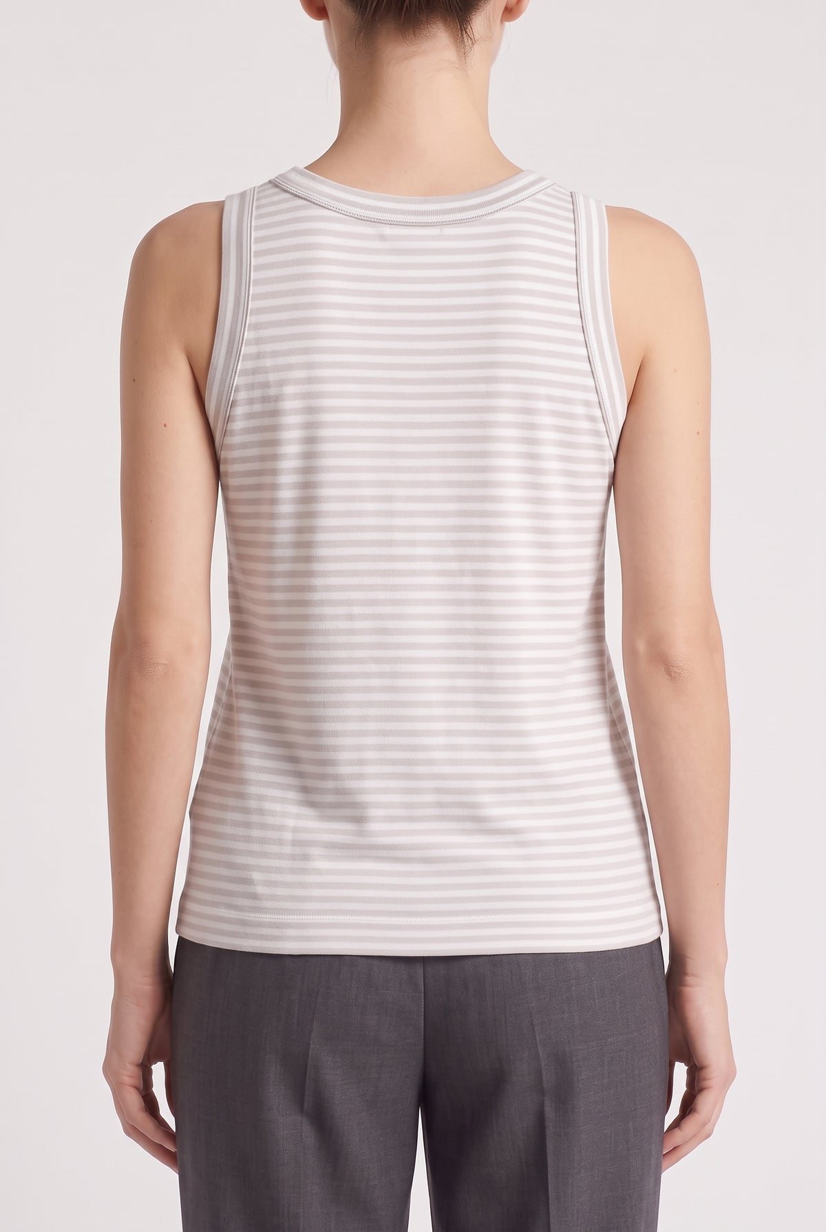 BRUNELLO CUCINELLI WOMEN'S LIGHT GREY STRIPED TANK TOP