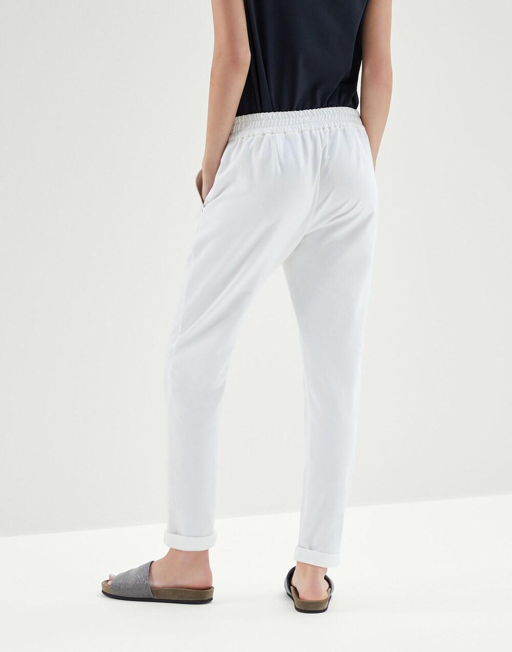 BRUNELLO CUCINELLI WOMEN'S OFF WHITE COTTON JOGGER TROUSERS