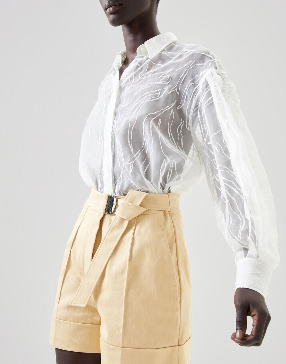 BRUNELLO CUCINELLI WOMEN'S LIGHT YELLOW COTTON SHORTS