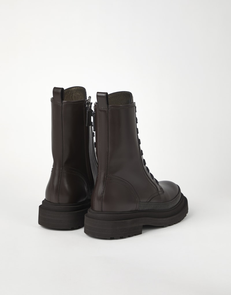 BRUNELLO CUCINELLI WOMEN'S DARK BROWN LEATHER BOOTS