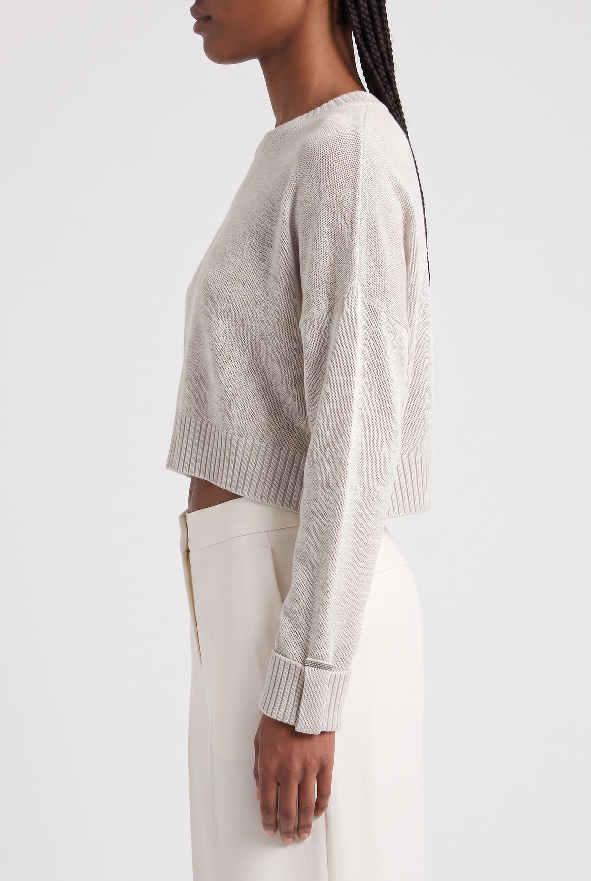 BRUNELLO CUCINELLI WOMEN'S LIGHT BEIGE RELAXED SWEATER