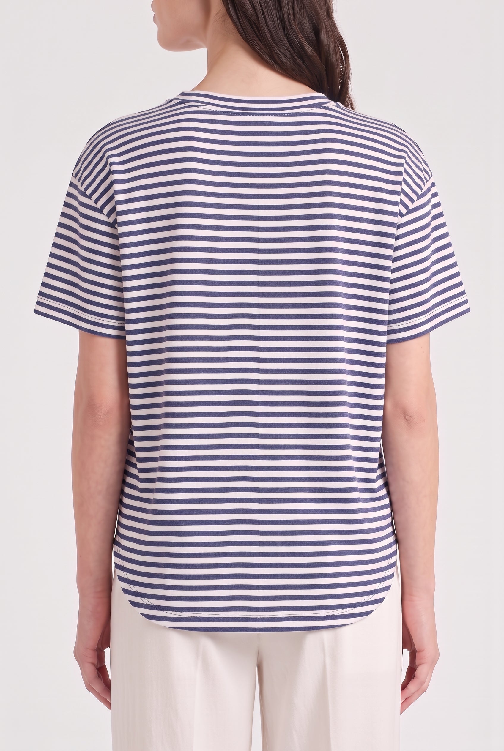 BRUNELLO CUCINELLI WOMEN'S BLUE STRIPED RELAXED SHIRT
