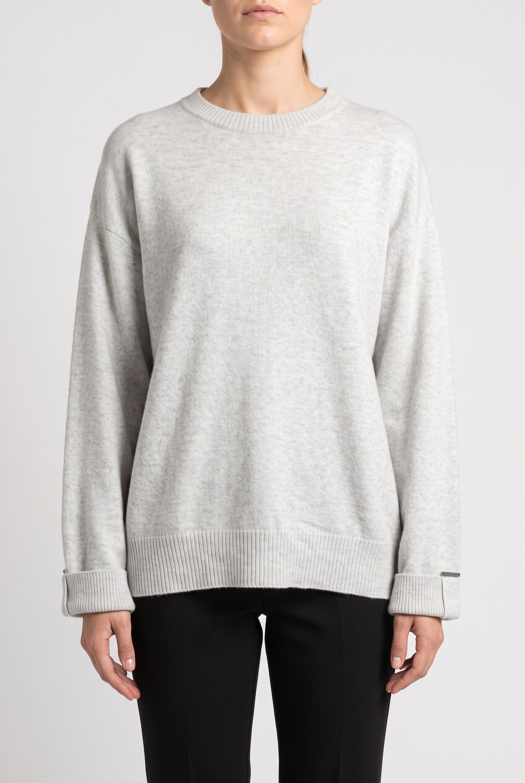 BRUNELLO CUCINELLI WOMEN'S LIGHT GREY WOOL SWEATER