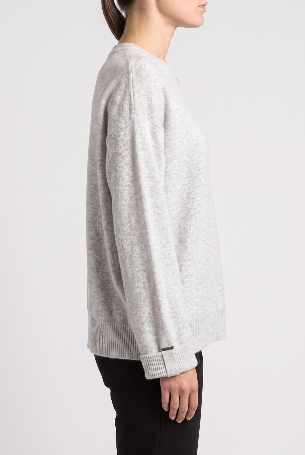 BRUNELLO CUCINELLI WOMEN'S LIGHT GREY WOOL SWEATER
