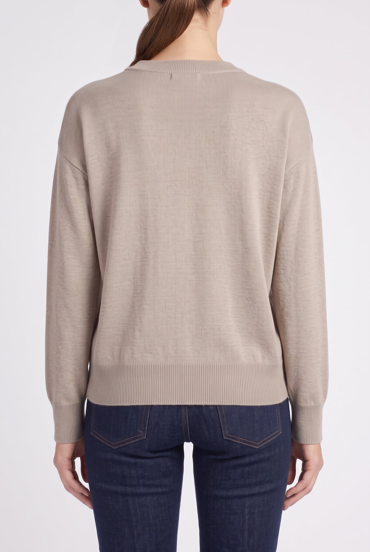 BRUNELLO CUCINELLI WOMEN'S BEIGE CASHMERE STRIPED SWEATER
