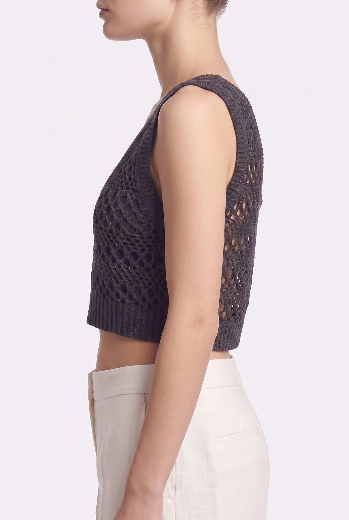 BRUNELLO CUCINELLI WOMEN'S DARK GREY LINEN SILK TANK