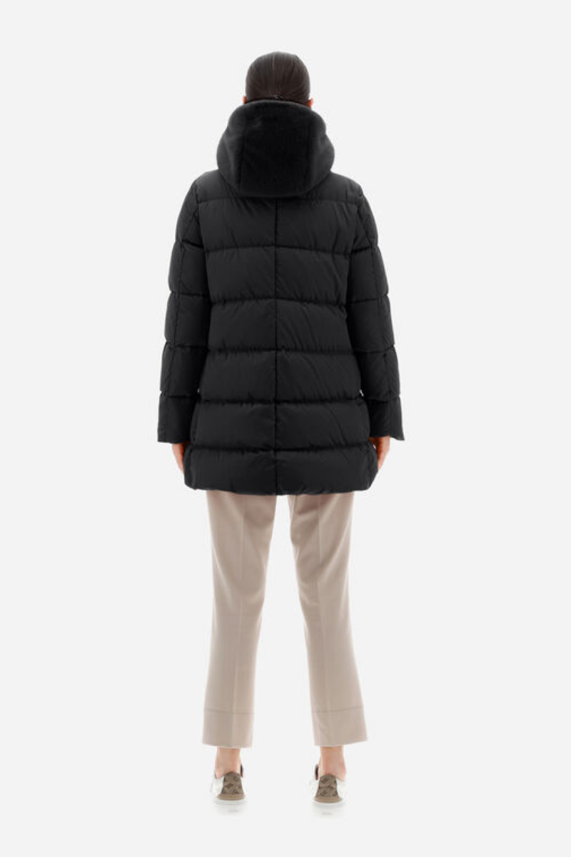 Herno Women's Satin and Lady Faux Fur A - Line Jacket