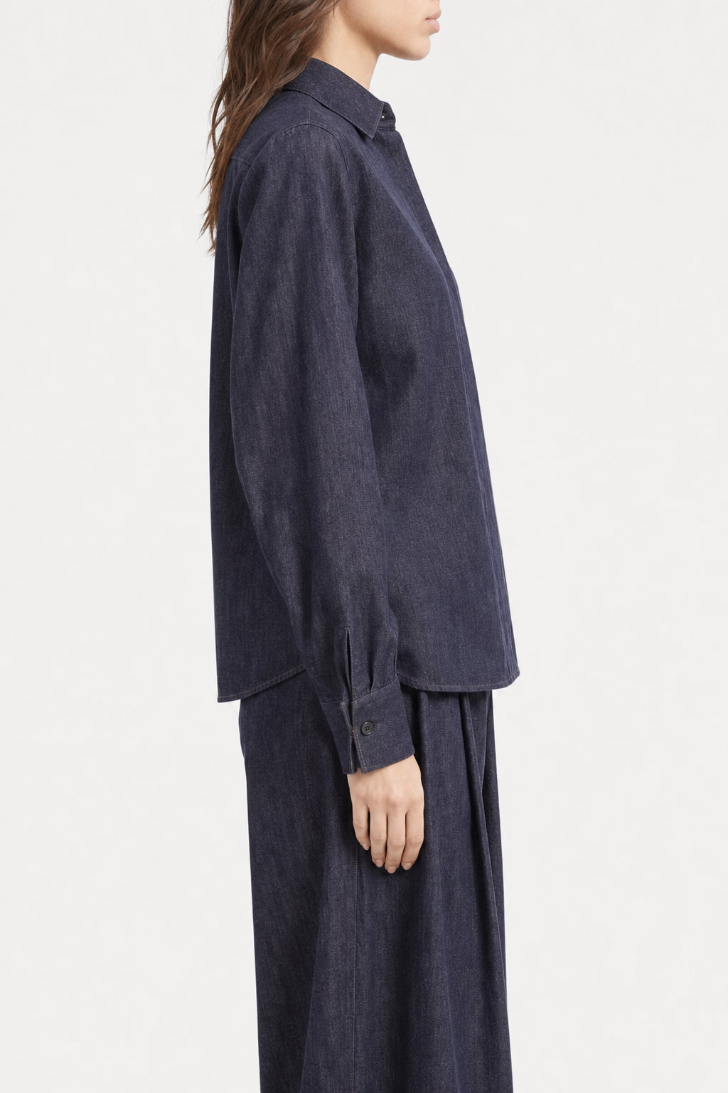 BRUNELLO CUCINELLI WOMEN'S DARK BLUE COTTON SHIRT