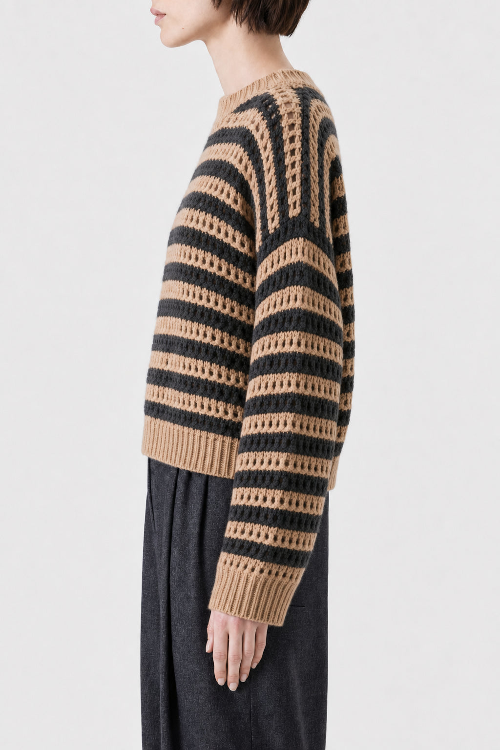 BRUNELLO CUCINELLI WOMEN'S STRIPED WOOL SILK SWEATER