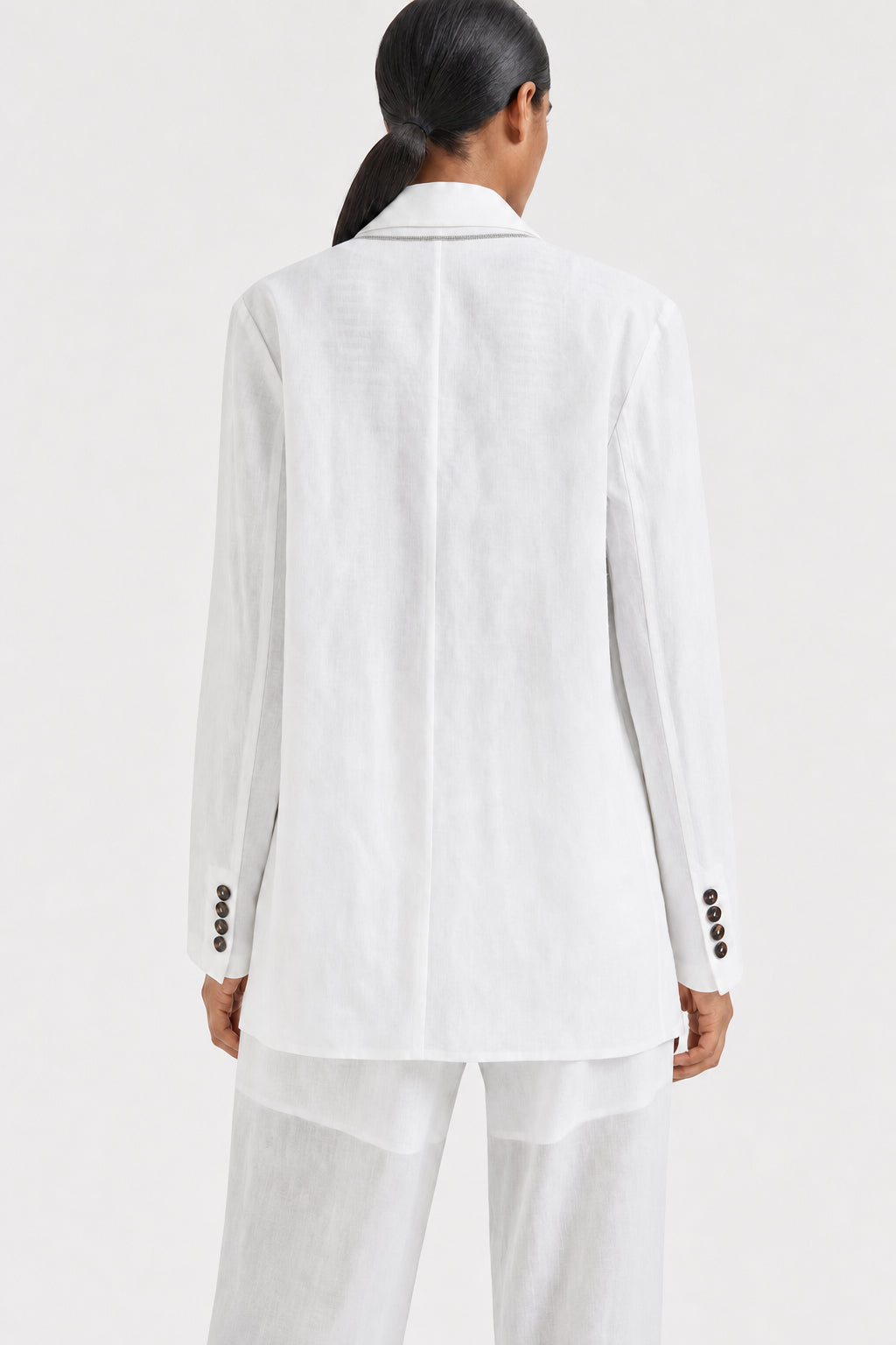 BRUNELLO CUCINELLI WOMEN'S WHITE RELAXED COTTON BLAZER