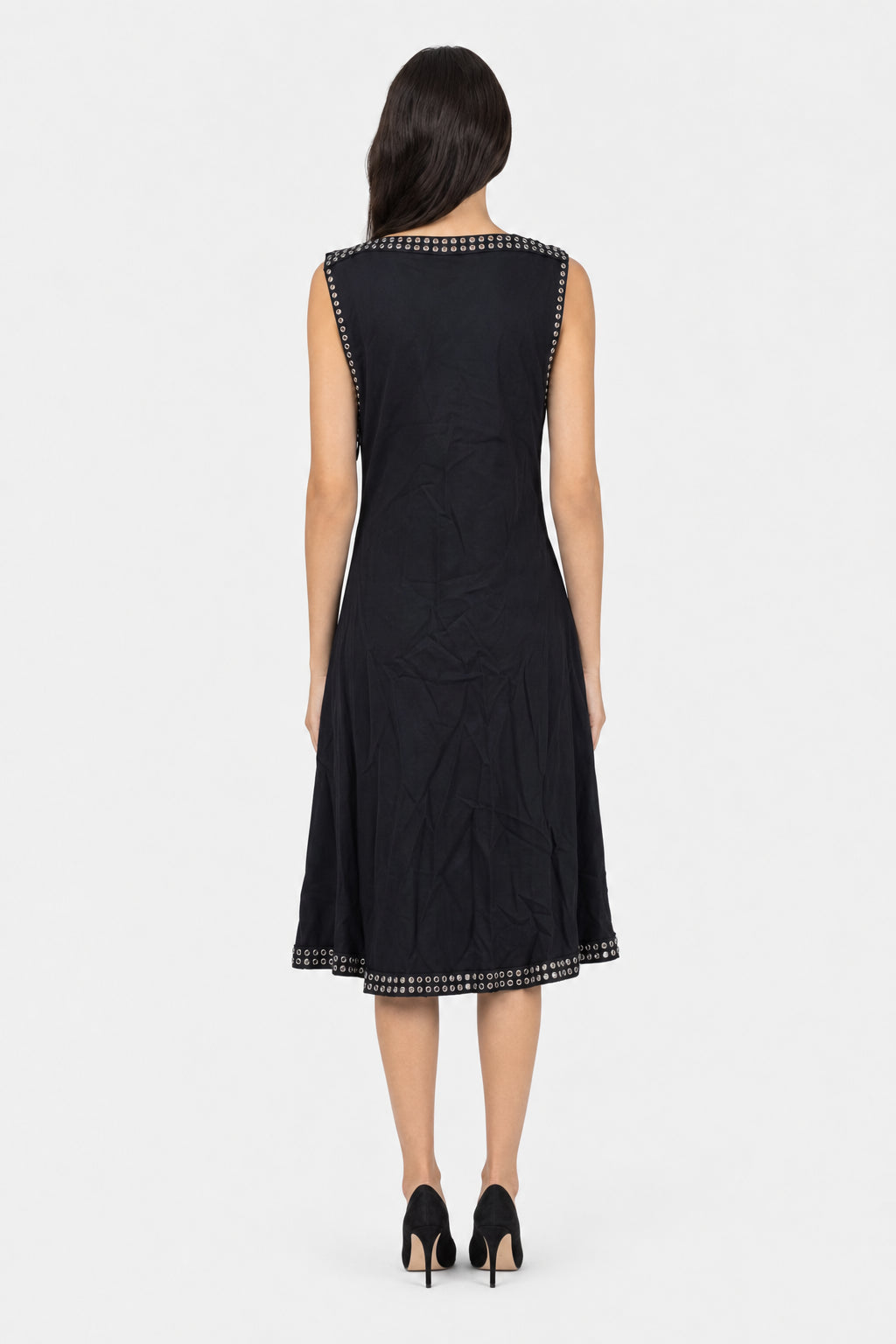 BURBERRY WOMEN'S BLACK SLEEVELESS EYELET DRESS
