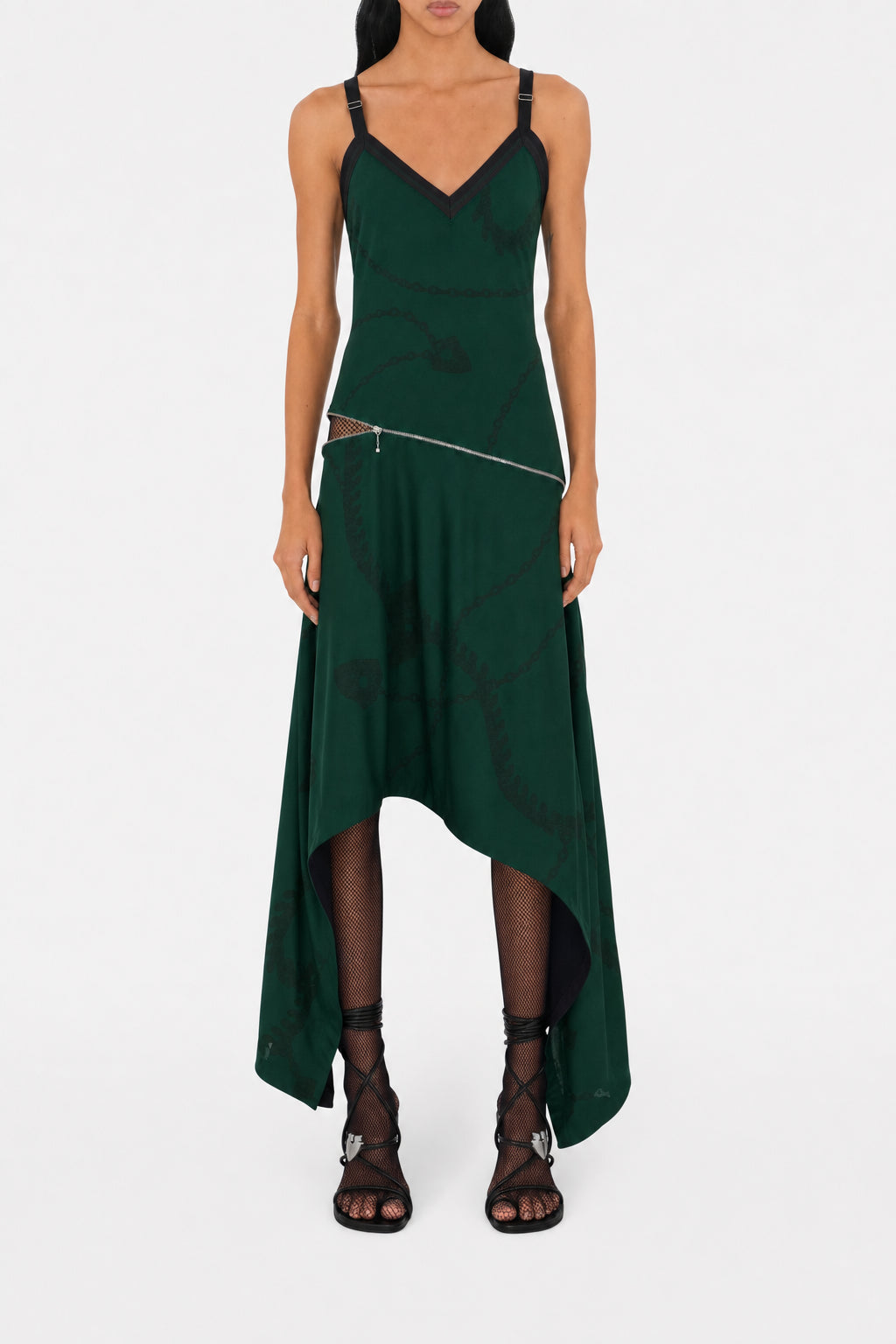 BURBERRY WOMEN'S DARK GREEN PATTERNED DRESS