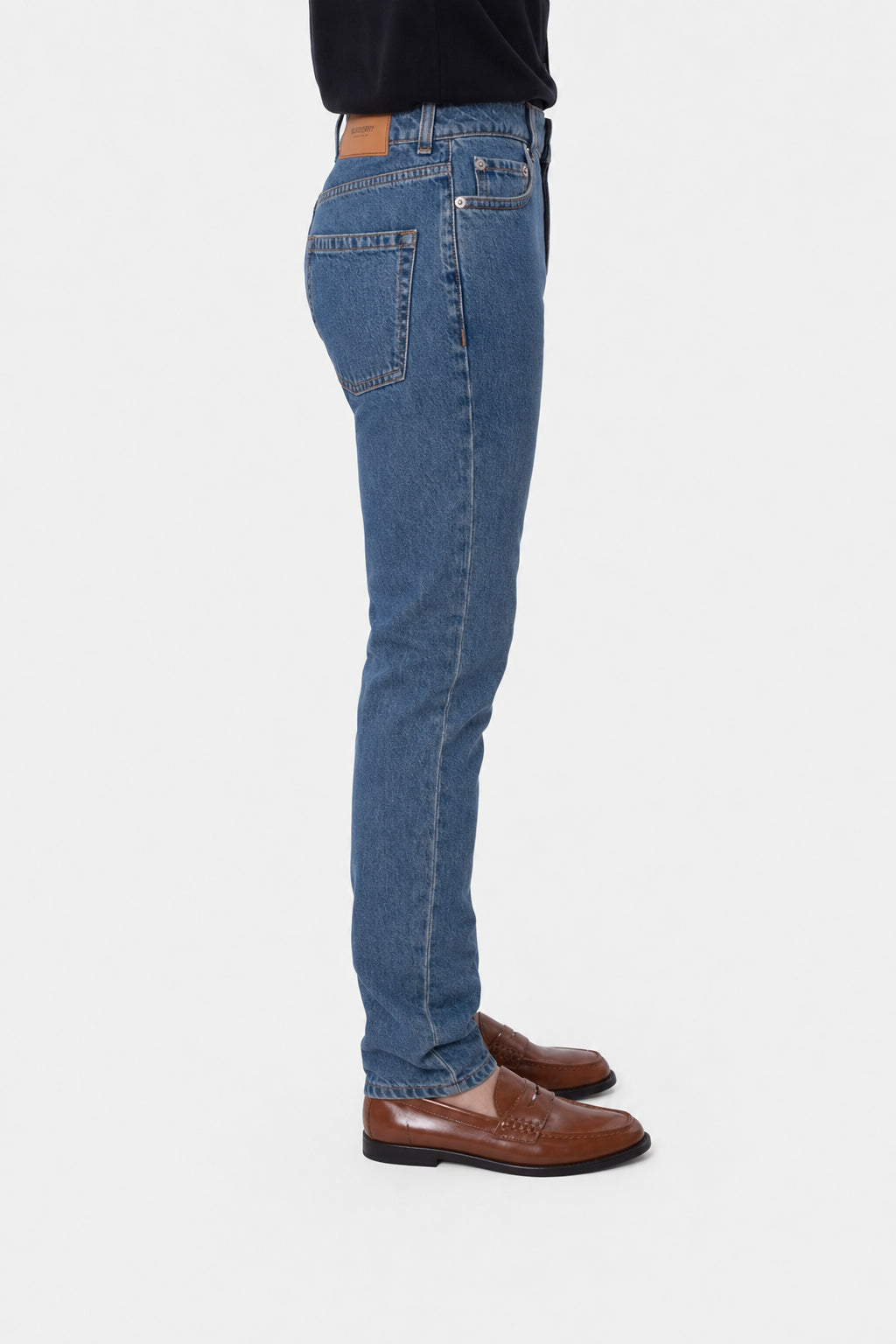 BURBERRY MEN'S BLUE DENIM STRAIGHT TROUSERS
