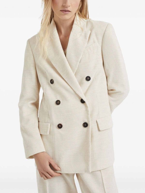 BRUNELLO CUCINELLI WOMEN'S OFF WHITE DOUBLE BREASTED JACKET