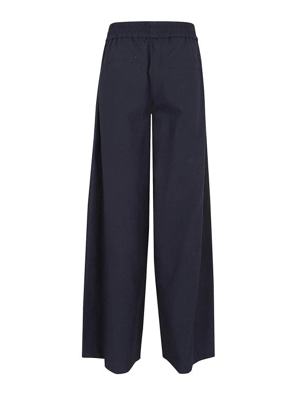 BRUNELLO CUCINELLI WOMEN'S DARK BLUE COTTON TROUSERS