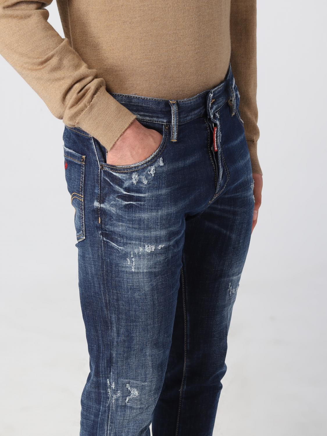 DSQUARED2 MEN'S DARK BLUE DISTRESSED JEANS