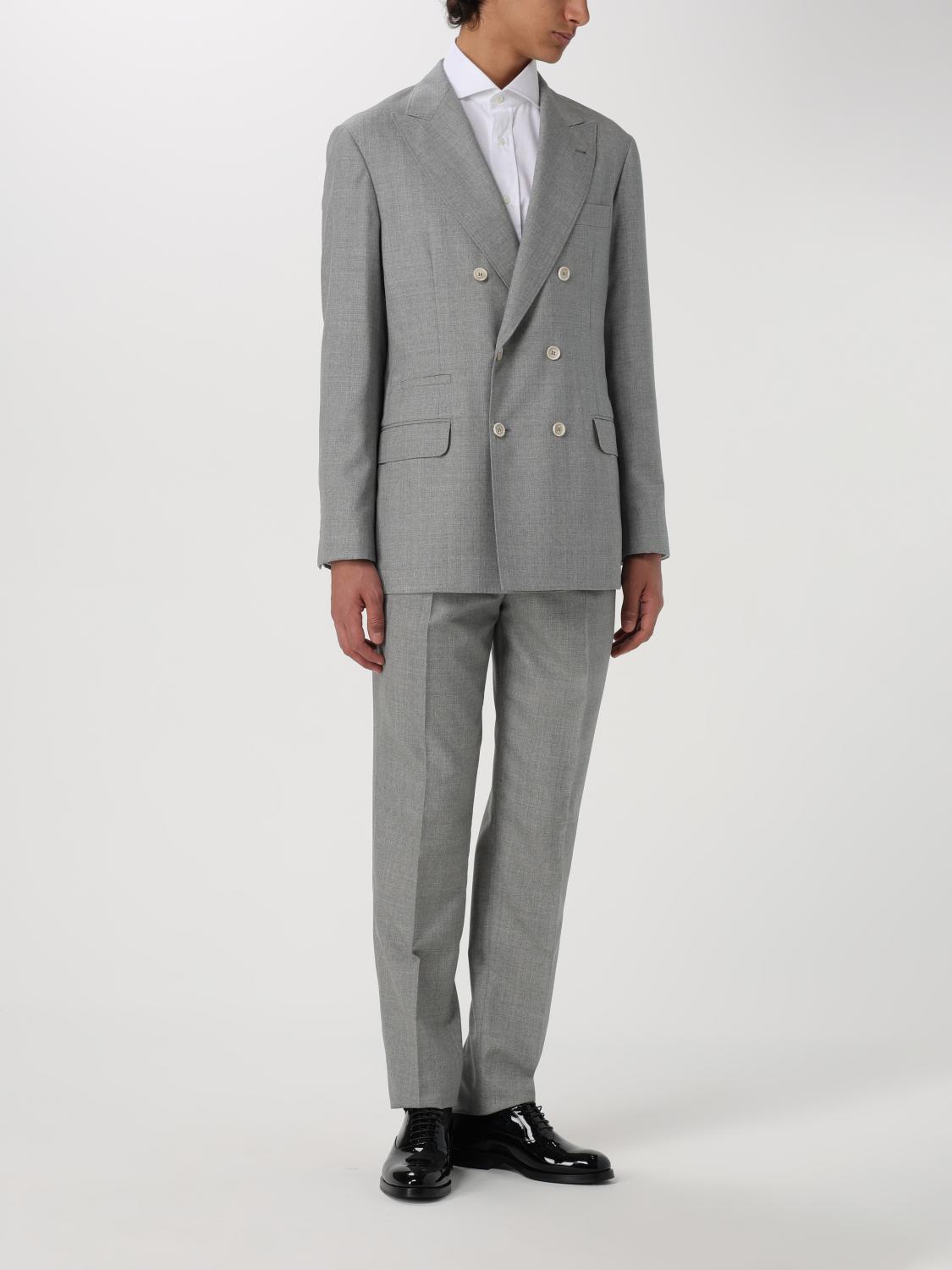 BRUNELLO CUCINELLI MEN'S LIGHT GREY WOOL BLAZER