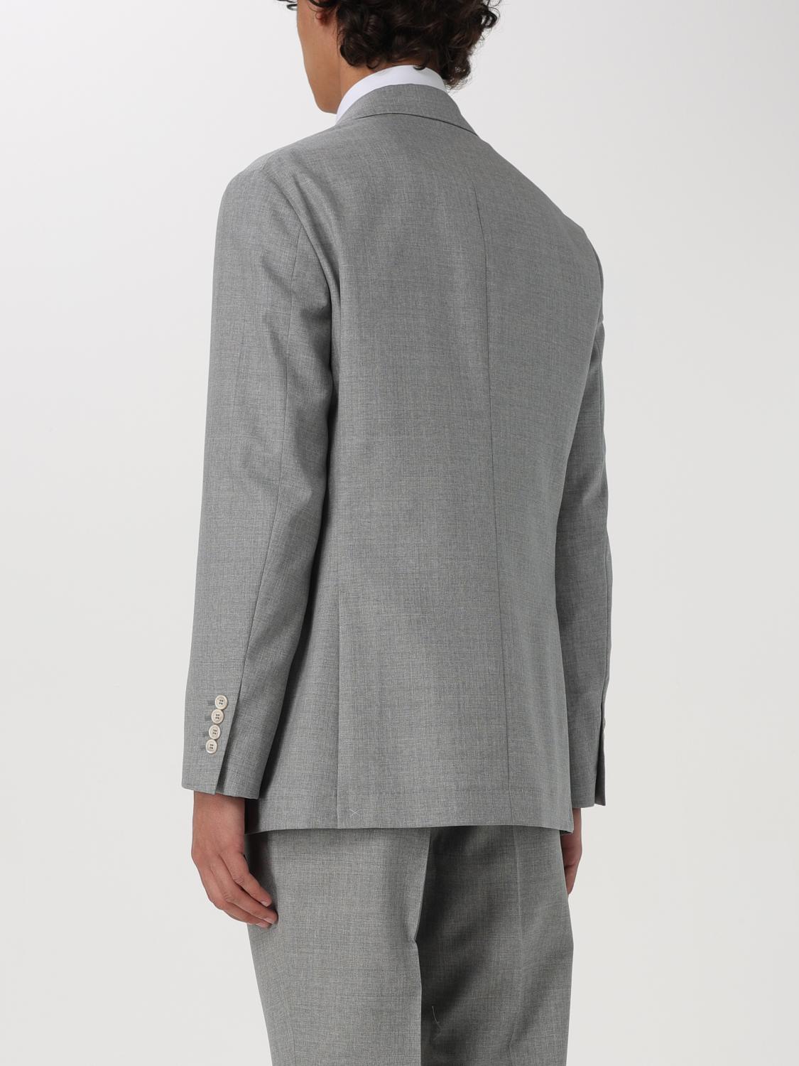 BRUNELLO CUCINELLI MEN'S LIGHT GREY WOOL BLAZER