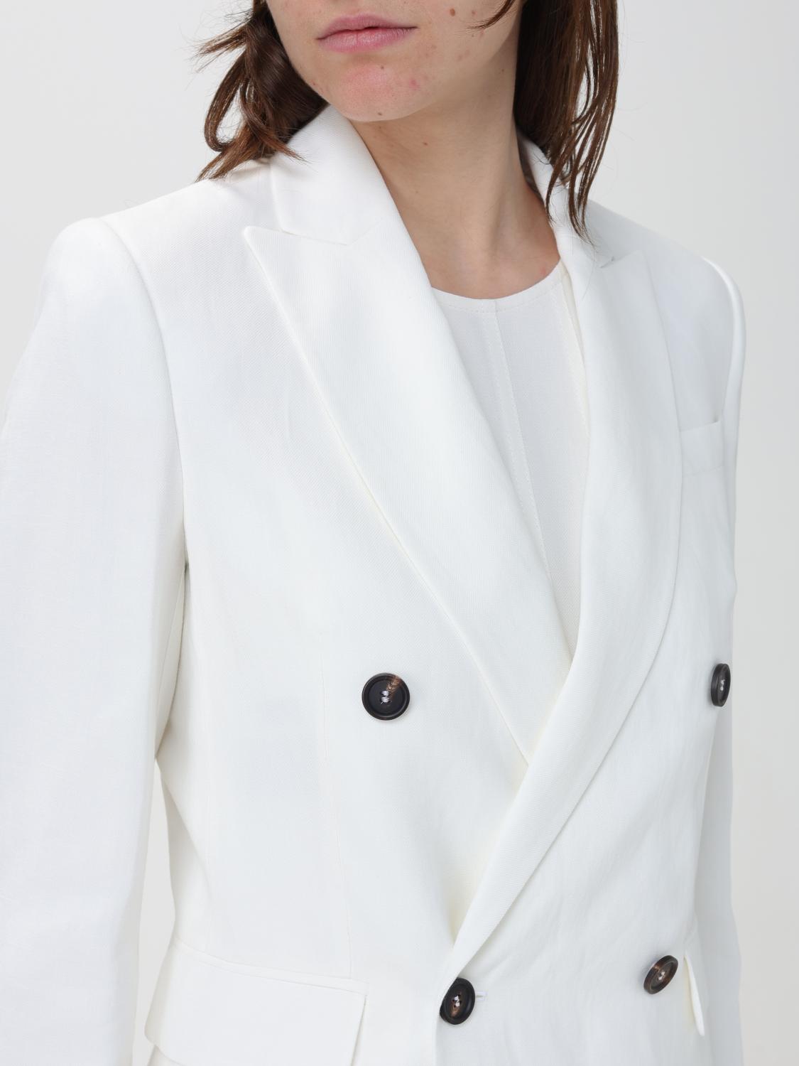 BRUNELLO CUCINELLI WOMEN'S WHITE DOUBLE BREASTED JACKET