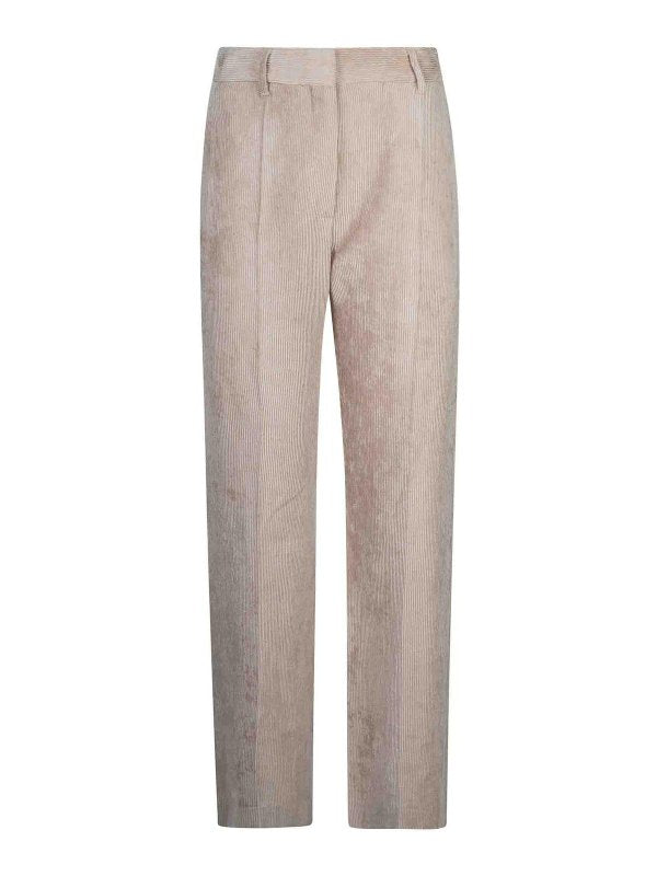 BRUNELLO CUCINELLI WOMEN'S LIGHT BEIGE VELVET TROUSERS