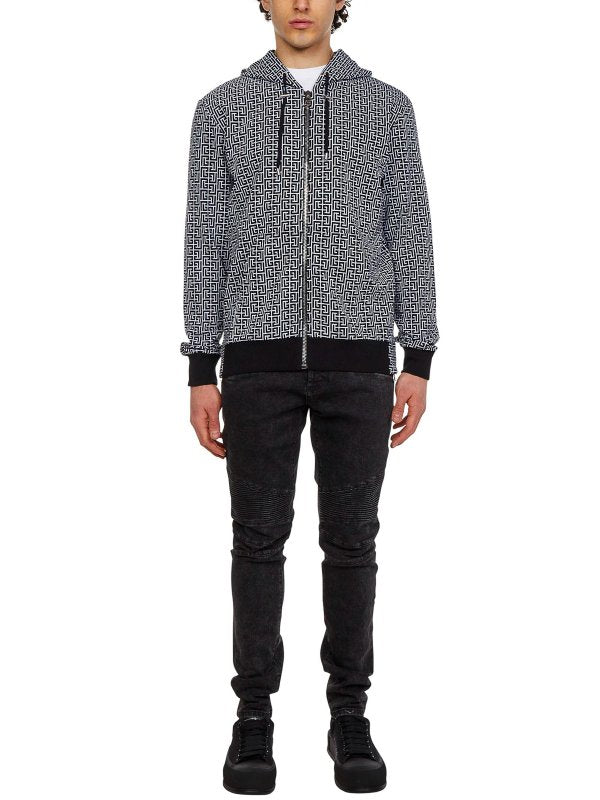 BALMAIN MEN'S BLACK RIBBED SLIM JEANS