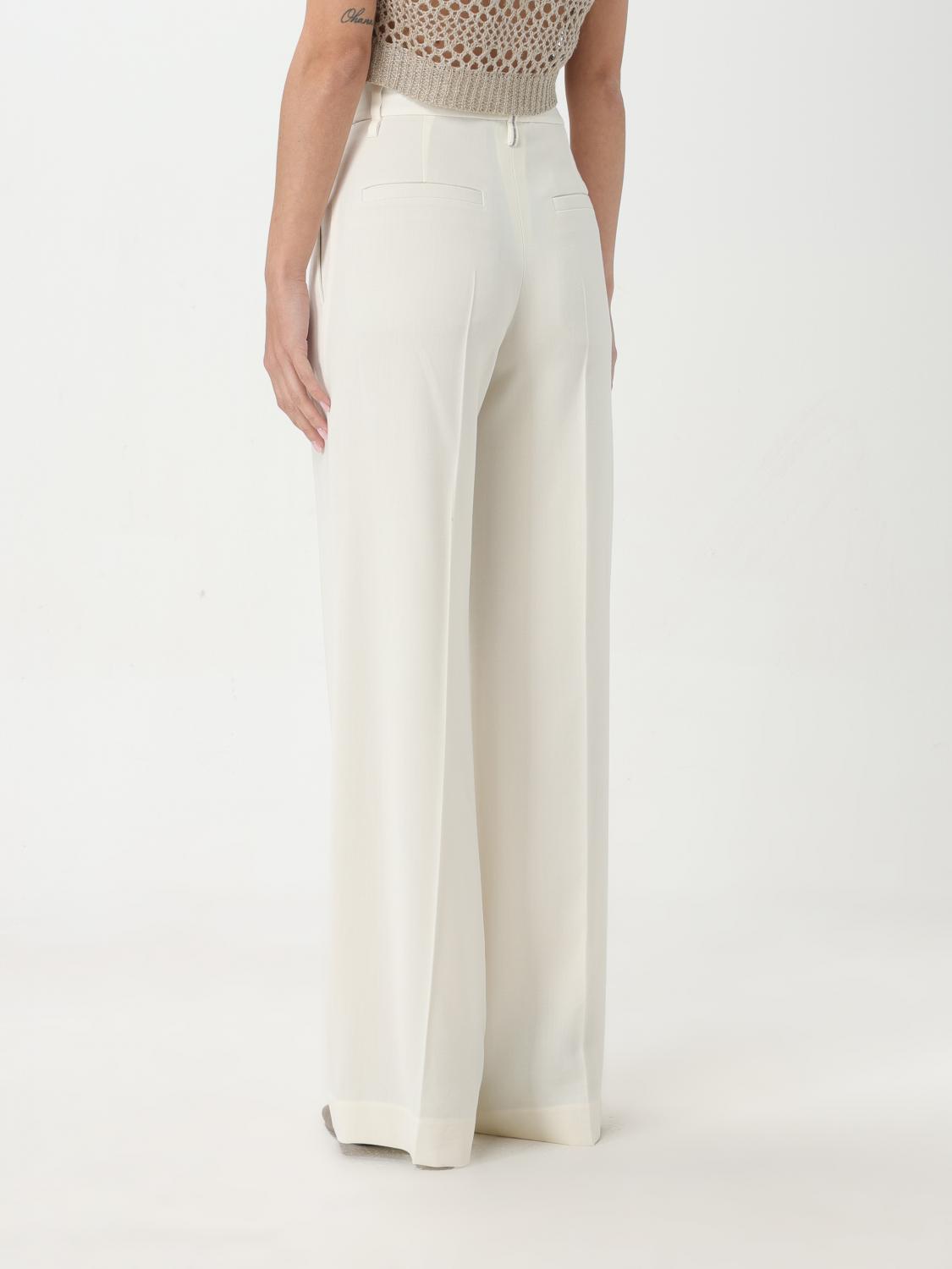 BRUNELLO CUCINELLI WOMEN'S OFF WHITE WOOL TROUSERS