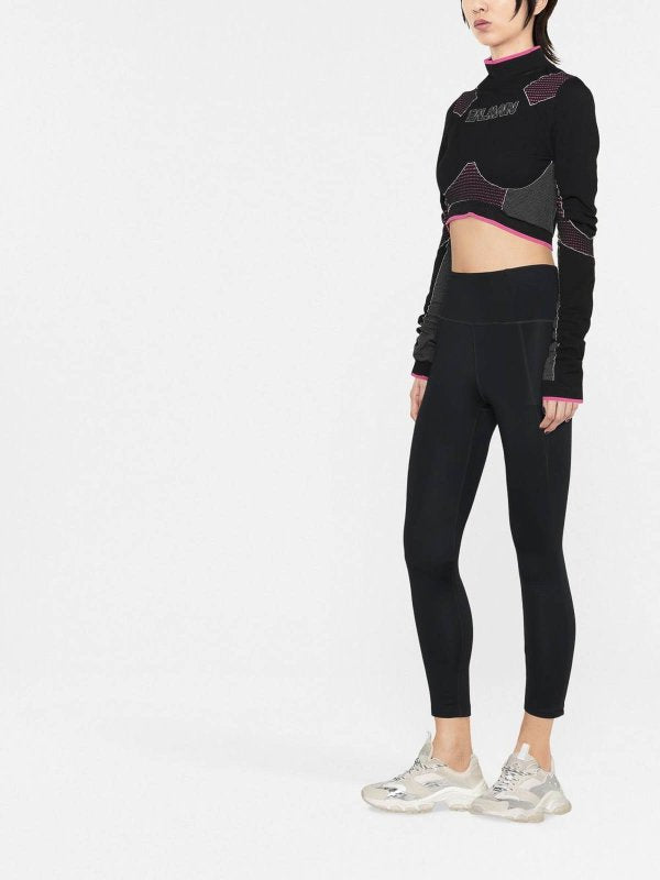 BALMAIN WOMEN'S BLACK FUCHSIA CROPPED TOP