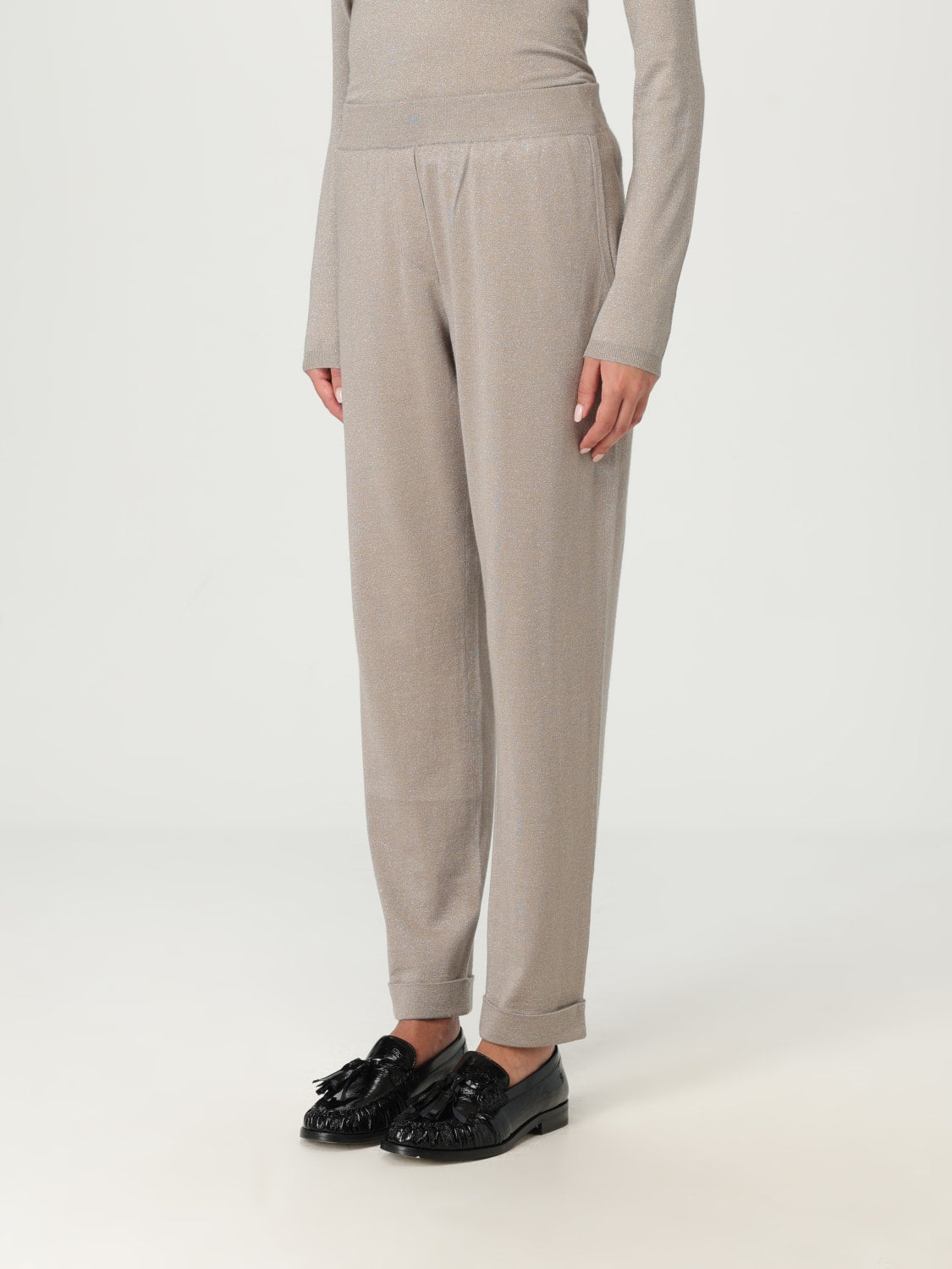 BRUNELLO CUCINELLI WOMEN'S LIGHT BEIGE KNIT TROUSERS