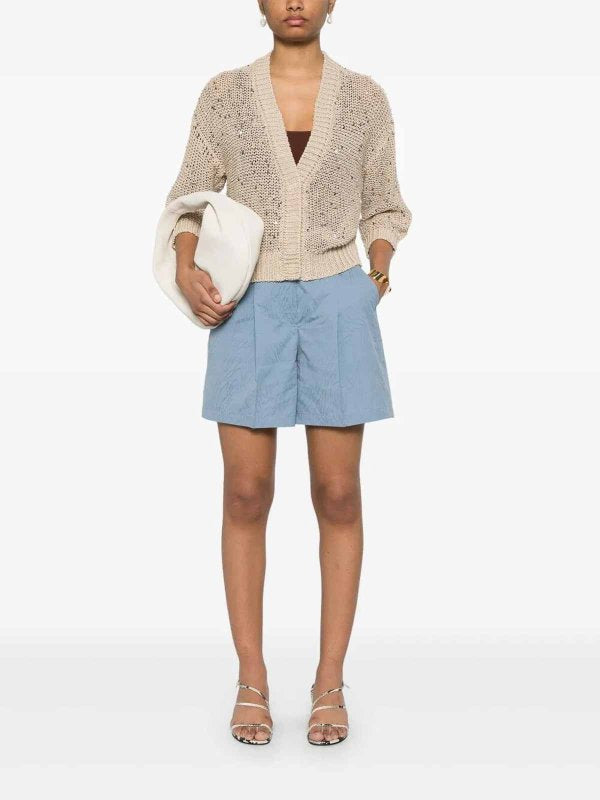 BRUNELLO CUCINELLI WOMEN'S LIGHT BLUE COTTON SHORTS