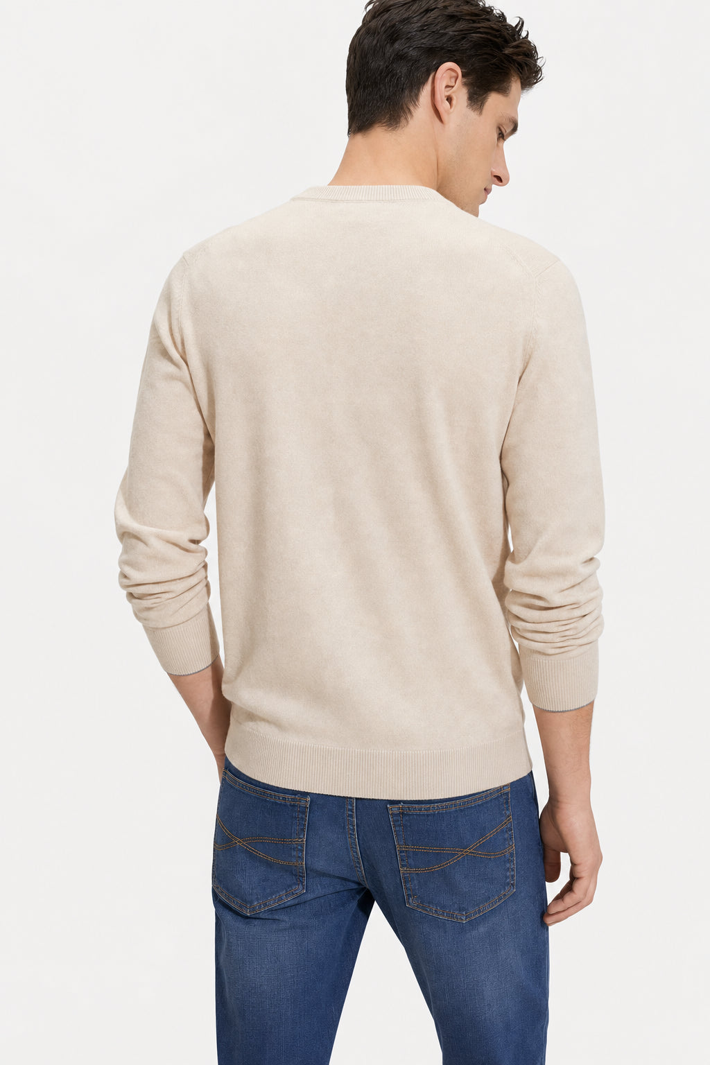 BRUNELLO CUCINELLI MEN'S SAND WOOL CREWNECK SWEATER