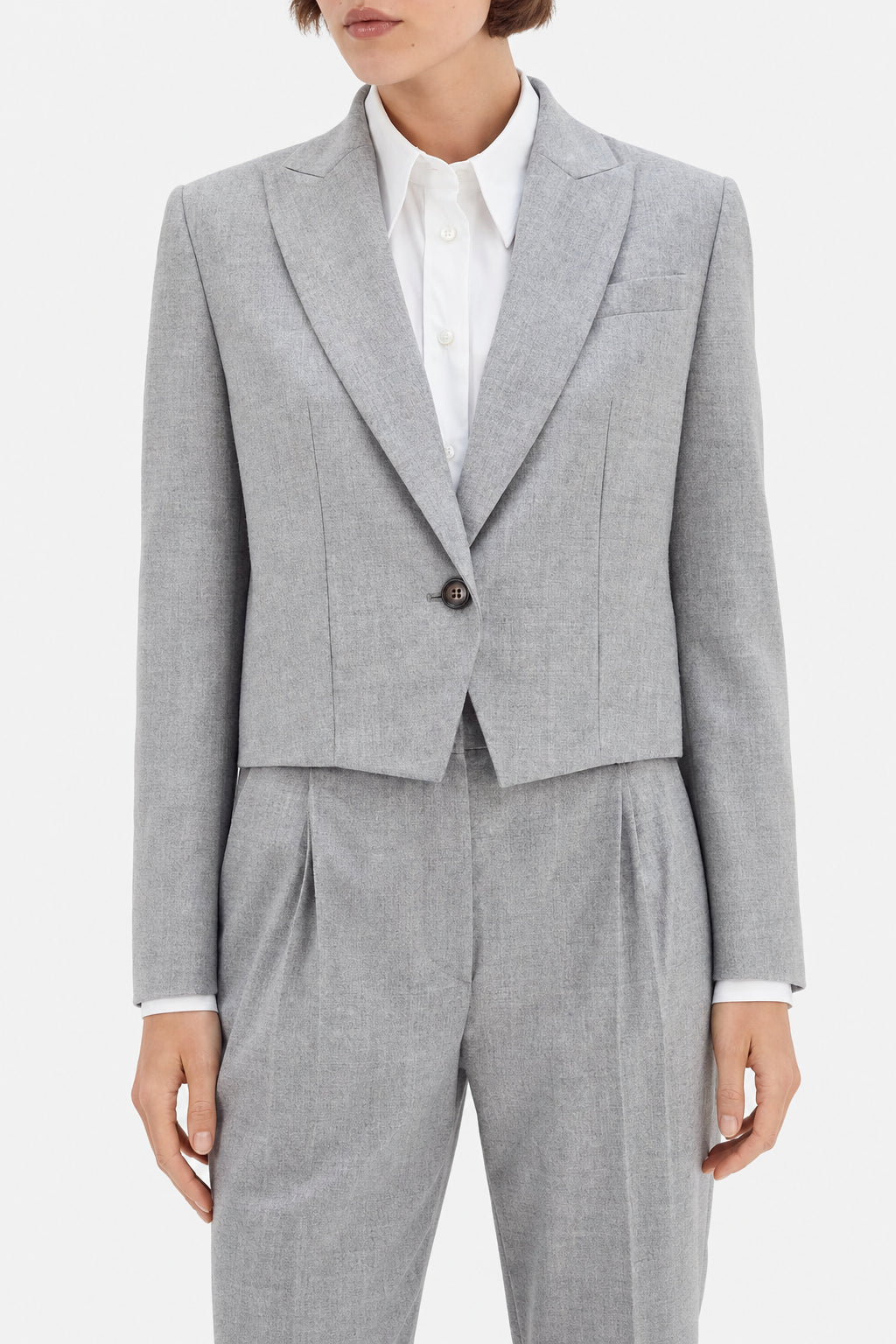 BRUNELLO CUCINELLI WOMEN'S LIGHT GREY WOOL JACKET