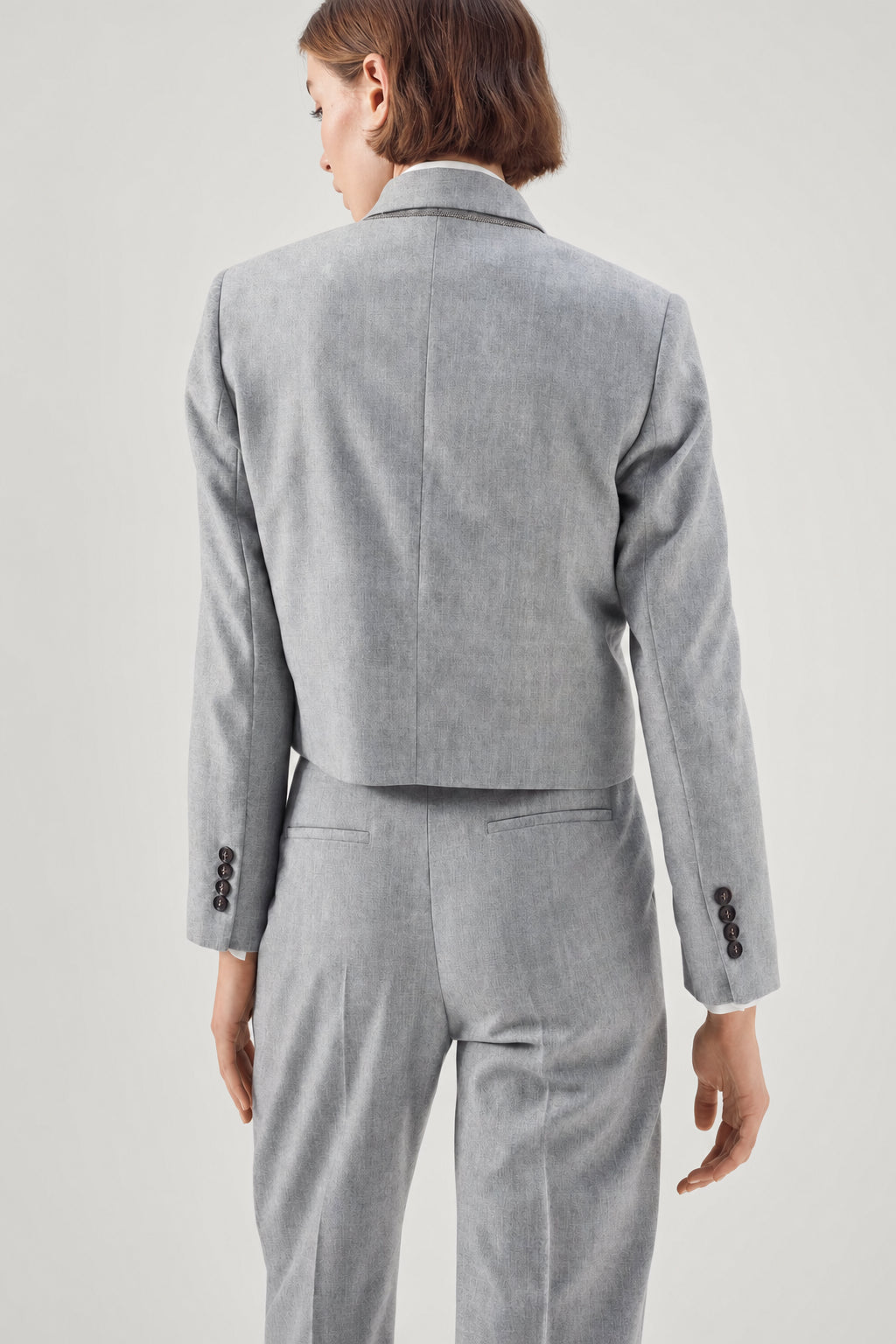 BRUNELLO CUCINELLI WOMEN'S LIGHT GREY WOOL JACKET