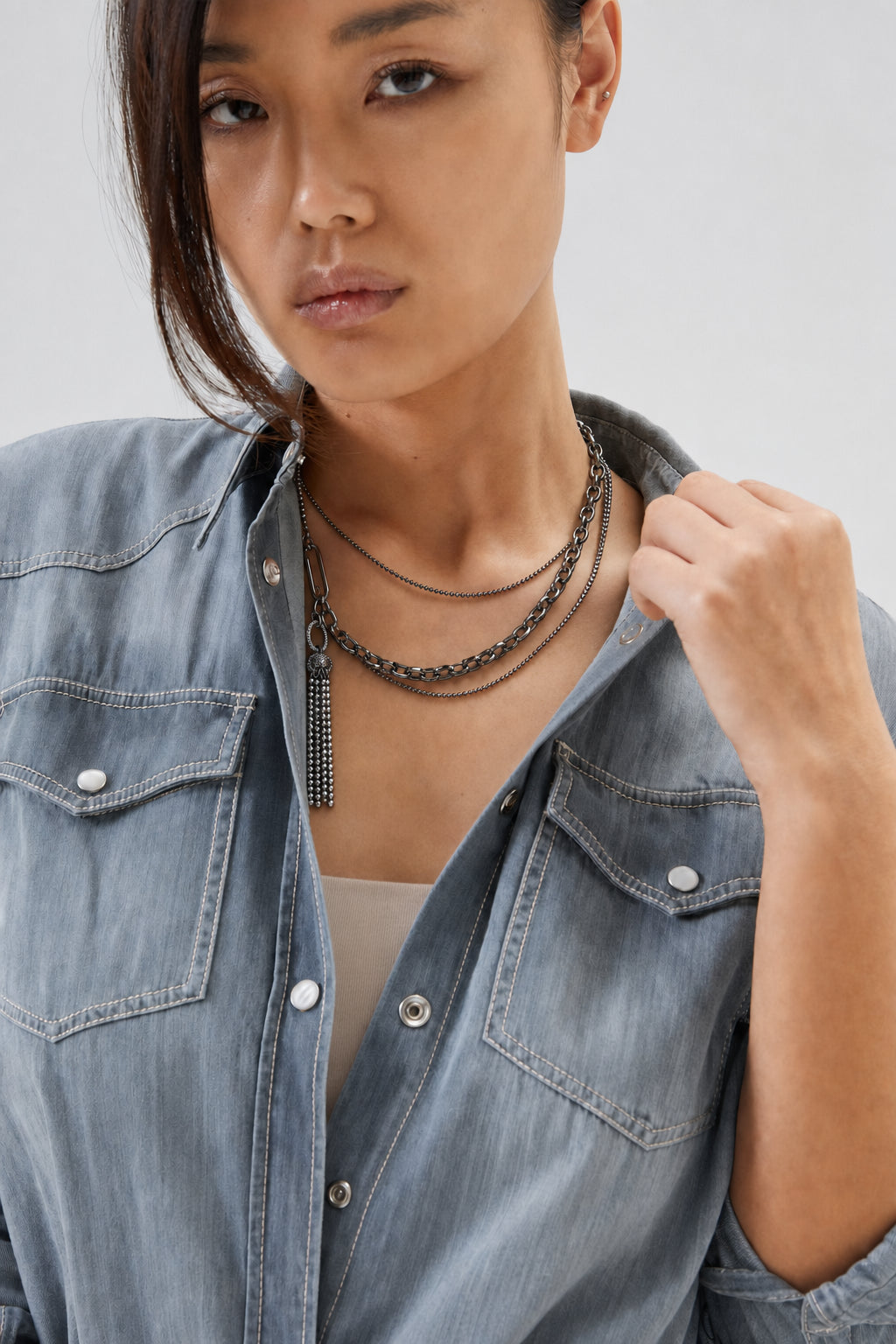 BRUNELLO CUCINELLI WOMEN'S BLACK CHAIN LINK NECKLACE
