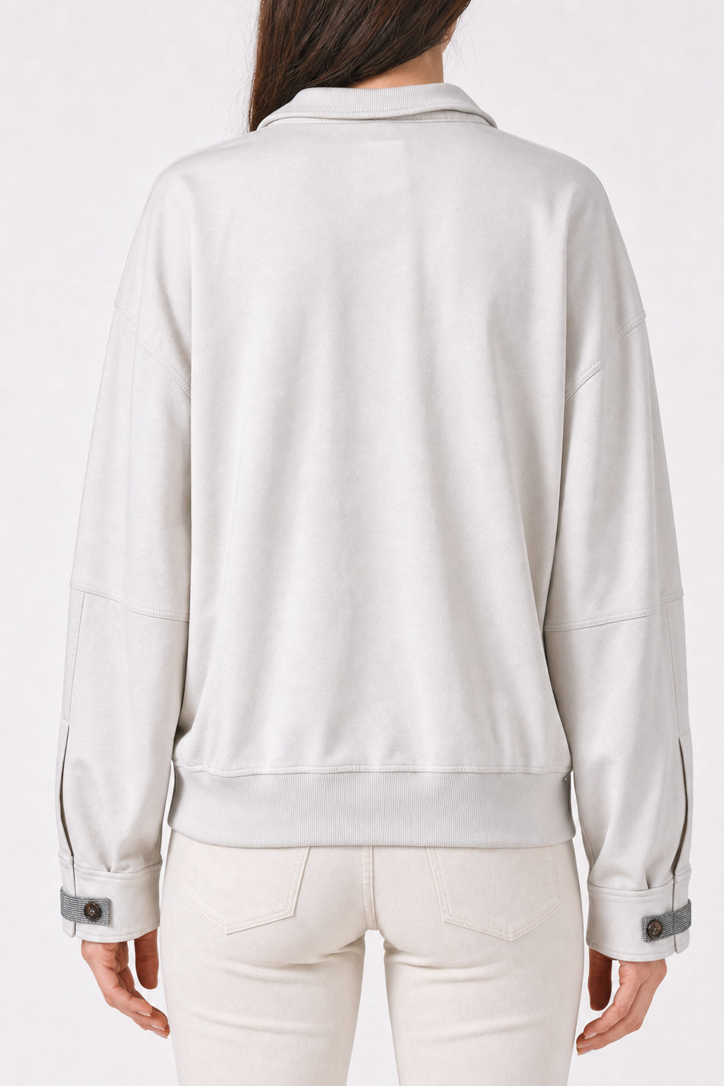 BRUNELLO CUCINELLI WOMEN'S OFF WHITE ZIP UP SWEATER
