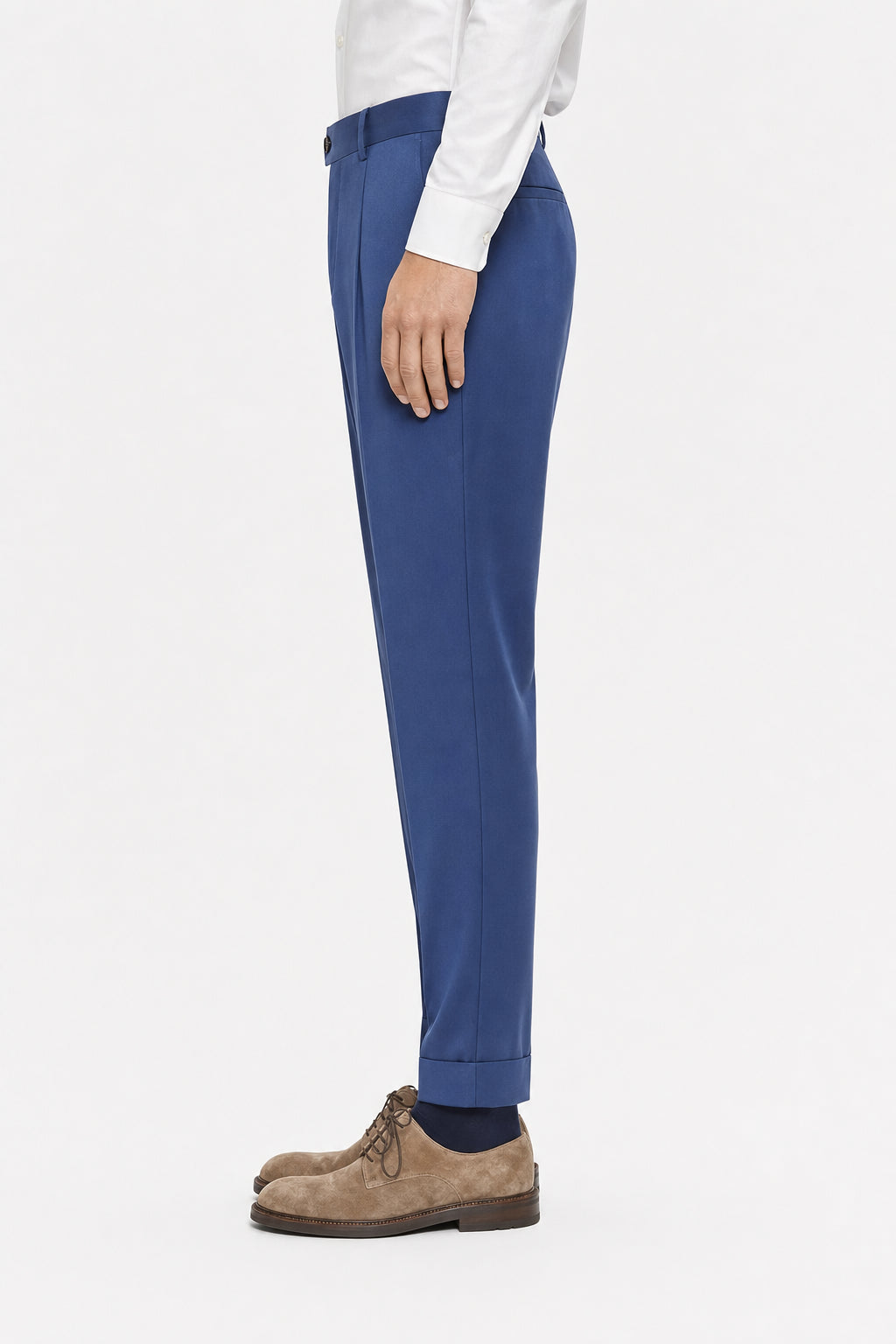 BRUNELLO CUCINELLI MEN'S BLUE WOOL TROUSERS