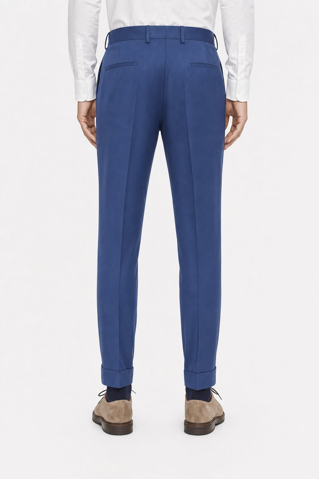 BRUNELLO CUCINELLI MEN'S BLUE WOOL TROUSERS