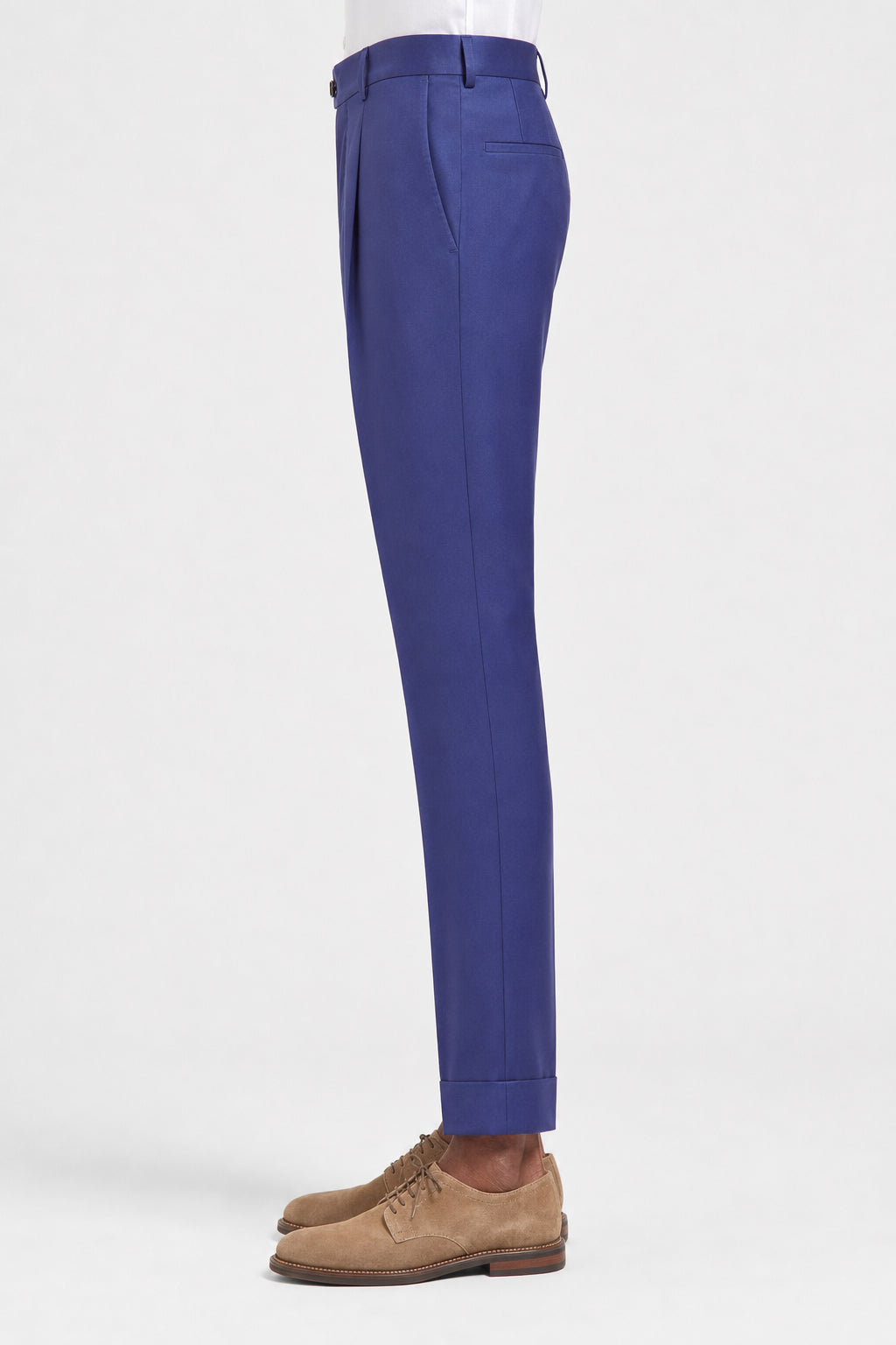 BRUNELLO CUCINELLI MEN'S BLUE WOOL PLEATED TROUSERS