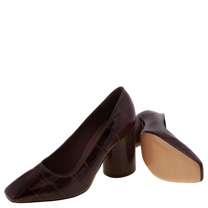 FERRAGAMO WOMEN'S BROWN CALF PRINT SHOES