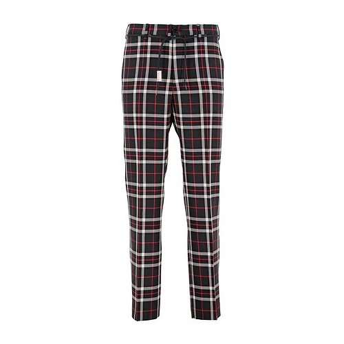 MARNI MEN'S BLACK RED PLAID TROUSERS