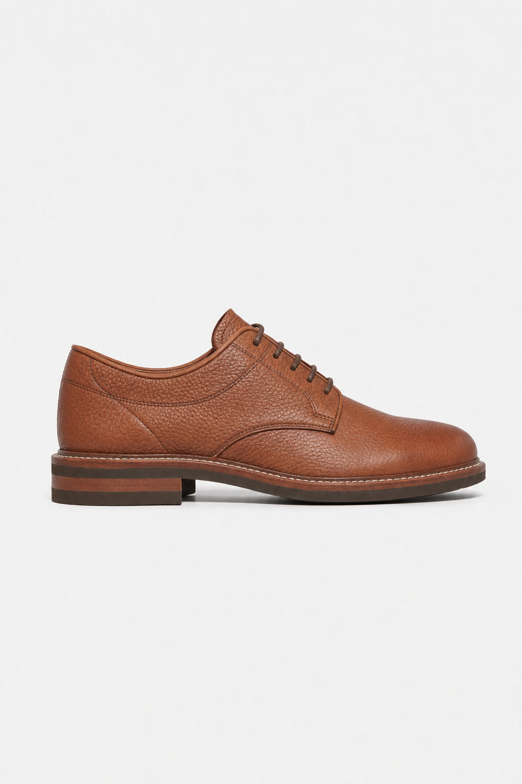 BRUNELLO CUCINELLI MEN'S MEDIUM BROWN LEATHER SHOES