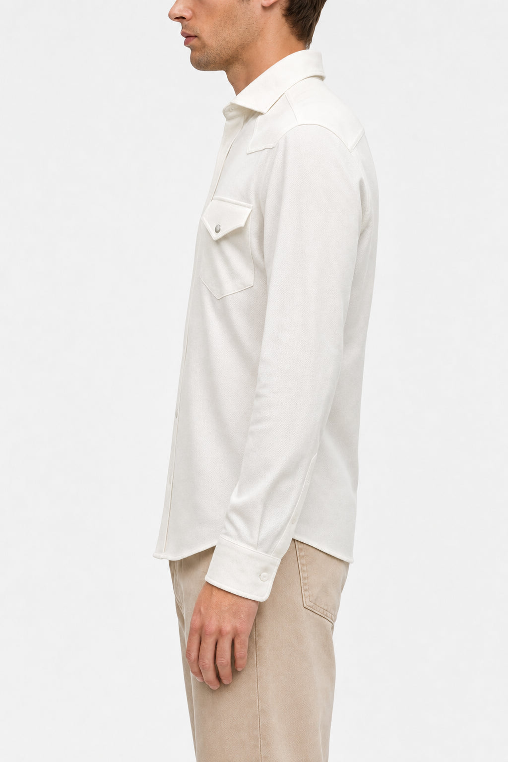 BRUNELLO CUCINELLI MEN'S OFF WHITE COTTON SHIRT